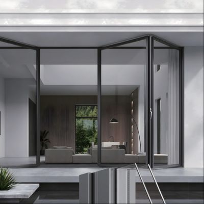 安全ロックメカニズム アルミニウム 折りたたみガラス ドア シルバー/白/黒/教育機関向けにカスタマイズ