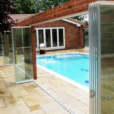 アルミニウム製引き戸バイフォールド透明5+5mm強化合わせガラスドア（間仕切りバルコニー用）