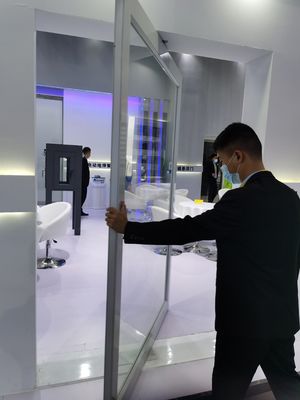 品質  Slim Frame Aluminum Pivot Door Tempered Clear Glass Entrance Pivot Door 工場