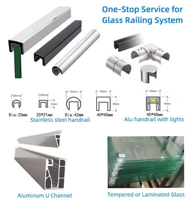 ラメル U チャネル ガラス バルストラド 層状のガラスで上部設置