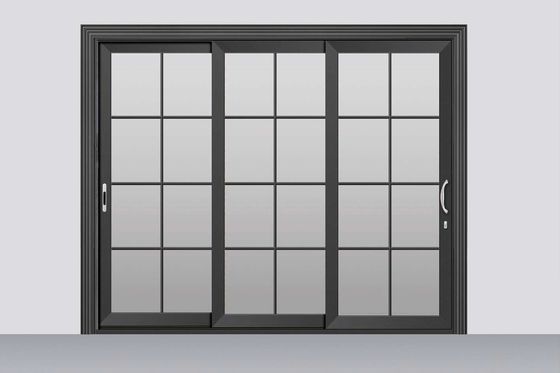 台風耐性 2mm 厚いアルミ 硬化ガラス付き 滑りパティオドア