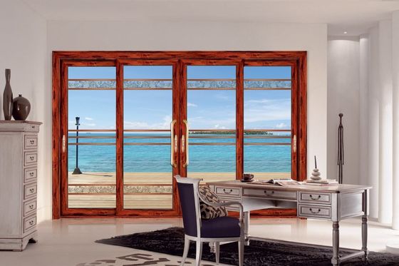 台風耐性 2mm 厚いアルミ 硬化ガラス付き 滑りパティオドア