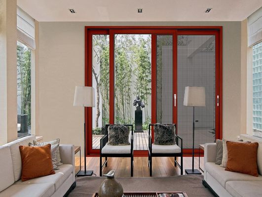 パーソナライズされた大きなスライディングガラスパティオドア 粉末で覆われたアルミフレーム