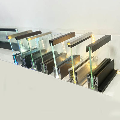 12mm 階段 フレームレス ガラス バランコ レーリング U チャネル LED ライト