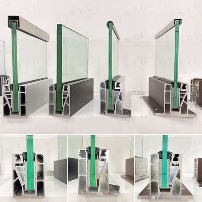 カスタマイズ可能な12mm アルミUチャネルガラスレイル 304SSハンドレール フレームレスガラスバルストラード