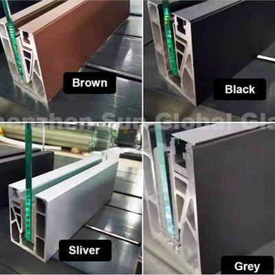 8〜16mmガラス厚のモダンデザインUチャンネルガラス手すり、屋内/屋外使用向け、5年以上の保証付き