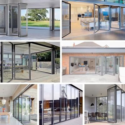 安全ロックメカニズム アルミニウム 折りたたみガラス ドア シルバー/白/黒/教育機関向けにカスタマイズ