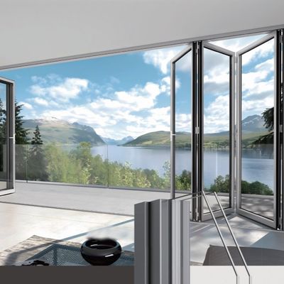 安全ロックメカニズム アルミニウム 折りたたみガラス ドア シルバー/白/黒/教育機関向けにカスタマイズ