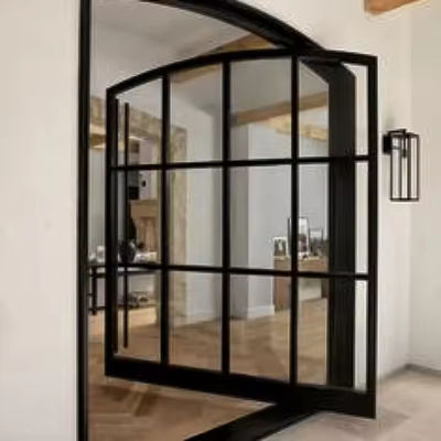 商業用 透明ガラス フロントピボット鉄扉 鋼とアルミニウム グラフィックデザイン