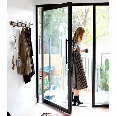 透明ガラスとステンレス鋼のスクリーンネット材料の4-12mmダブルガラスのアルミニウムピボットドア