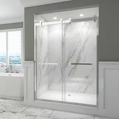 防水と絶縁 スライディングシャワードア ステンレス鋼のフレームとガラス