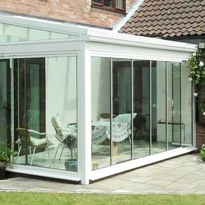 アルミニウム製引き戸バイフォールド透明5+5mm強化合わせガラスドア（間仕切りバルコニー用）