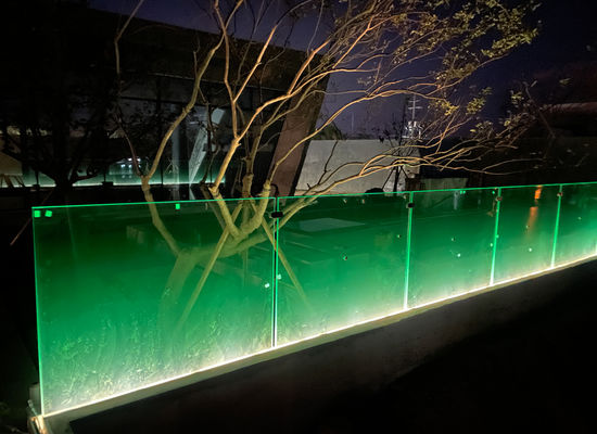 12mm 階段 フレームレス ガラス バランコ レーリング U チャネル LED ライト